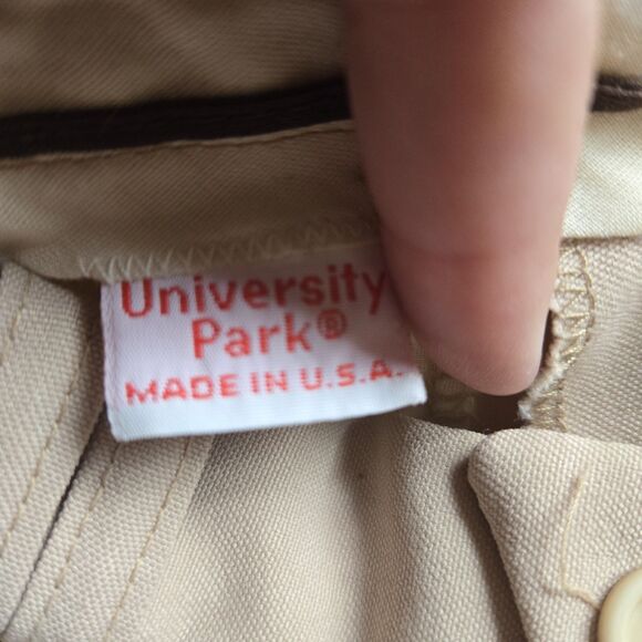 Vintage University Park Juniors 9 Pleated High Rise Beige Pants 26x30 USA Made - Picture 5 of 7